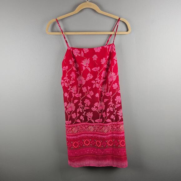 Cerrie Floral Slip Dress Pink Boho Y2K Sundress Spaghetti Strap S - Picture 1 of 7